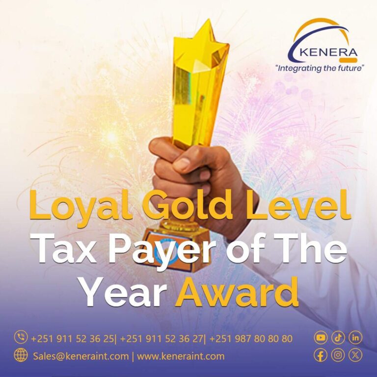 Kenera International receiving Loyal Gold-Level Taxpayer award (2017 E.C2025 G.C)